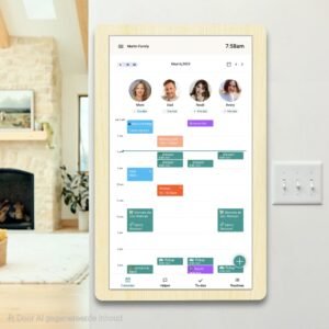 Familie Kalender Display met houten frame en white varnish